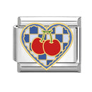 Sweet Red Cherry Bow Knot Heart Pendant Cherry Italian Charm Links Fit 9mm Stainless Steel Bracelet Women Jewelry DIY Making