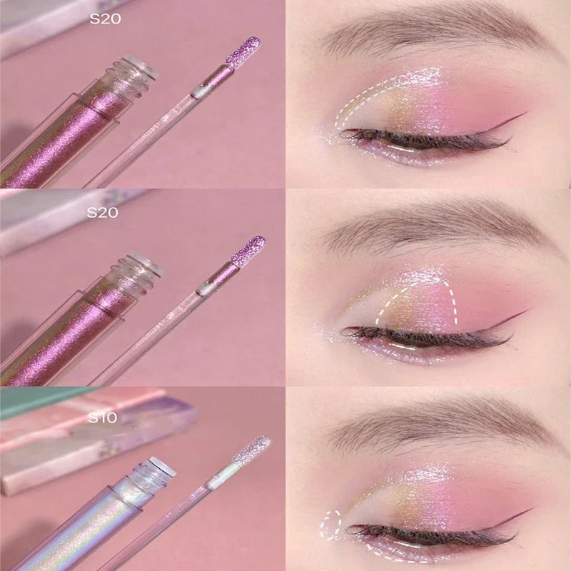 Shiny Pink Highlighter Stick Liquid Eyeshadow Diamond Face Brighten Silkworm Pen Shimmer Polarized Eyes Makeup Pigment Highlight