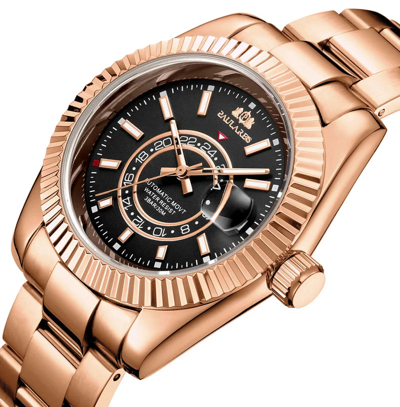 Automatic Watch for Men Mechanical Movement Stainless Steel Rose Gold Blue Luxury Sky 40mm Reloj Hombre Baratos