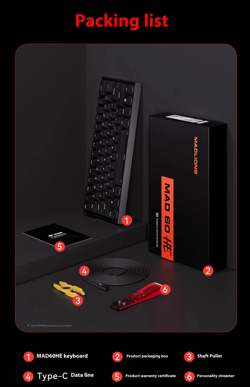 AI MADLIONS Mad60 Mad68 HE Mechanical Keyboard Magnetic Switch Madcatz Mad60he Wired Game Keyboard Rapid Trigger Custom Keyboard