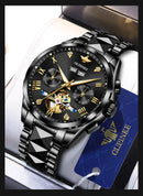 OUPINKE 3240 Automatic Watches Men 44mm Large Dial Tungsten Steel Strap Skeleton Flywheel Mechanical Watch for Men Luxury Watch