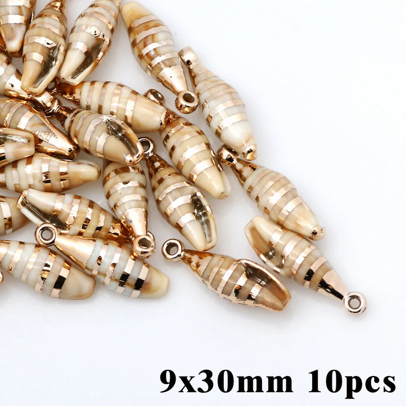 5-20pcsAcrylic Gold Plated Color Conch Sea Shell Charms Pendants Beads Jewelry Making Accessories DIY Handmade Necklace Bracelet