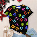 2024 Women's Top Summer Clothes Fashion Short-Sleeved Cat And Dog Paw Print Women's T-Shirt Cute Dog Paw Aesthetic Tops Woman