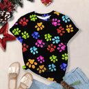 2024 Women's Top Summer Clothes Fashion Short-Sleeved Cat And Dog Paw Print Women's T-Shirt Cute Dog Paw Aesthetic Tops Woman
