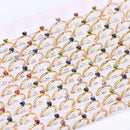 10Pcs/Lot Fashion Classic Rhinestone Stainless Steel Rings For Women Simple Shiny Colorful Finger Jewelry Wedding Party Gifts