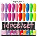 Mtssii 10PCS Reflective Gel Nail Polish Set Fluorescent Glitter Semi Permanent Hybrid Gel Varnish Soak Off UV Lamp For Manicure