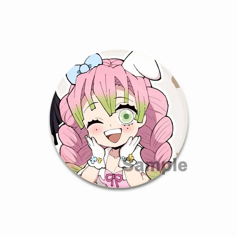 58mm Round Cartoon Brooches Kanroji Mitsuri Pins Anime Badge for Backpack Accessories Hat Decoration HD Print Handmade Gifts
