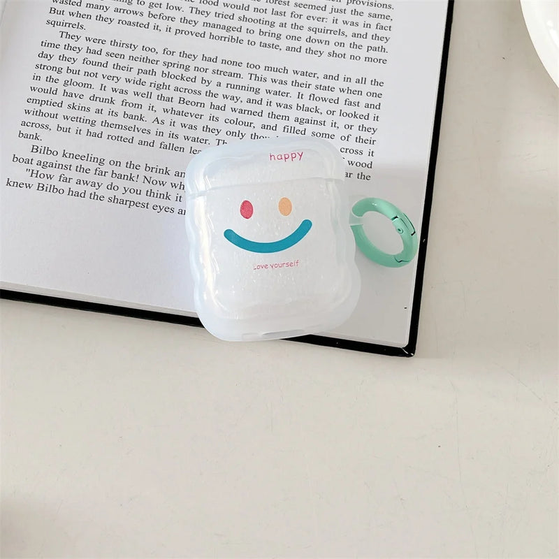 Cute Cartoon Wave Lovers Cover For Apple Airpods Pro 2nd Fashion Smile Heart Earphone Protector Cases for Airpods 1 2 3 Keyring