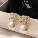 Fashion Trendy Cubic Zirconia Pearl Chic Earrings for Women Advanced Sense Shiny Letter Dangle Earrings Elegant Jewelry Gifts