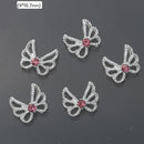 10Pcs Pink Metal Gem Zircon Nail Art Charm 3D Luxurious Heart Ribbon Cross Starlight Nail Decoration DIY Zircon Nail Accessories