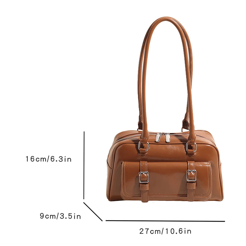 Y2k Red Handbag Purse for Women Girls Aesthetic Japanese Shoulder Bag Faux Leather Tote Bag PU Underarm Top Handle Clutch Bag