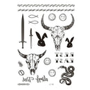 Face Tattoo Bull Head Face Sticker Neck Hand Back Cool Design Sexy Body Art Waterproof Temporary Tattoo Sticker for Man Woman