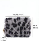 Leopard Print Short Wallet Trend Plush Multi Slot Credit Card Bag Multifunctional Portable Wallet For Outdoor Use