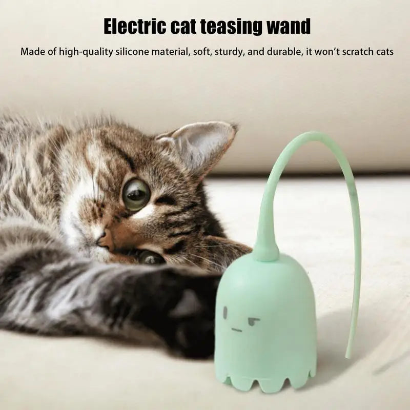 Cat Wand Toy Automatic Silicone Tail Teaser Toy Mimicking Animals Swing Tail Interactive For Bored Indoor Cats And Kittens