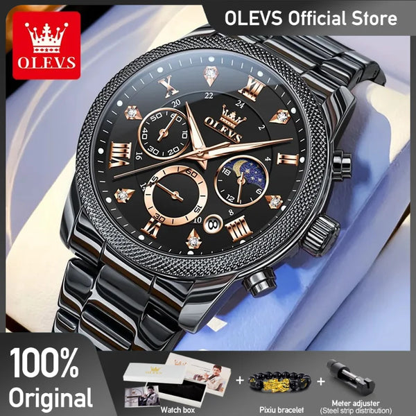 OLEVS 3660 Mens Watch Business Simply Original Quartz Watch Waterproof Luminous Watch For Man Multifunctional Chronograph Reloj