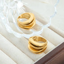 Trendy Multi Layer Rings For Women Men 316L Stainless Steel 18K Gold Plated No Tarnish Women's Finger Ring Female Party Jewelry