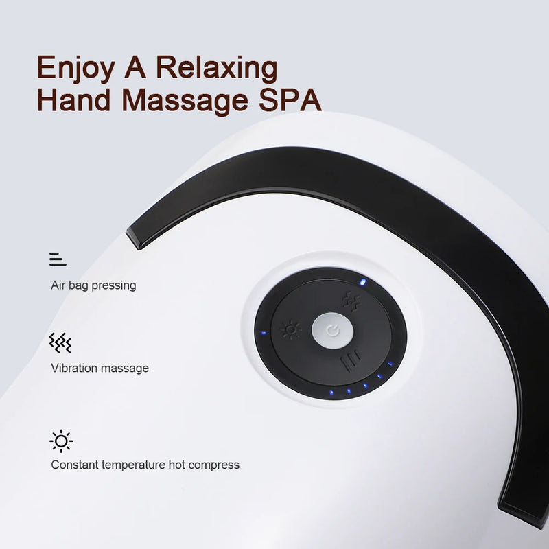 Smart Air Pressure Hand Massager, Hot Compress, Palm Acupoint, Compression Vibration, Heated Massage, Wrist, Finger Spa