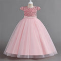 Puffy Girls Party Dress Elegant Kids Wedding Gala Prom Gown Sequin Bow Children Birthday Princess Dress For Girl Clothes 5-14Yrs