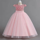 Puffy Girls Party Dress Elegant Kids Wedding Gala Prom Gown Sequin Bow Children Birthday Princess Dress For Girl Clothes 5-14Yrs