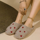 Winter Heart-Shaped Women's Slippers Love Soft Sole Mute Shoes Indoor Comfortable Cute Silent Carpet Light Living Room Shoes