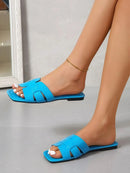 Flat bottomed women's slippers, beach shoes, home casual sandals, unbuttoned slippers, couple's shoes