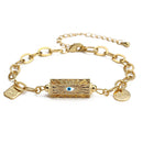 Lucky Eye Cuban Link Chain Evil Eye Charm Enamel Bracelet Adjustable Round Pendant Bracelet for Women Girls Men Jewelry BT338