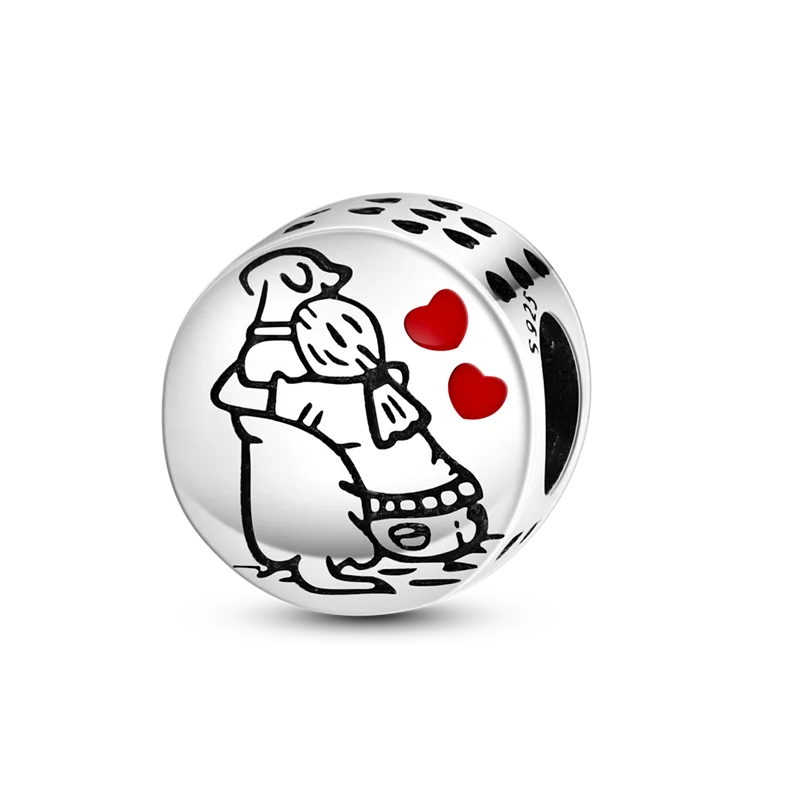 925 Sterling Silver Boy Girl and Heart Shape Pendant Charm Couple Lovers Bead Fit Pandora Original Bracelet DIY Jewelry Making