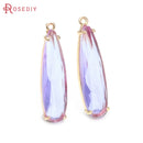 6PCS 8x30MM High Quality Champagne Gold Color Brass and Glass Long Drop Shape Charms Pendants Jewelry Making Diy Accessories