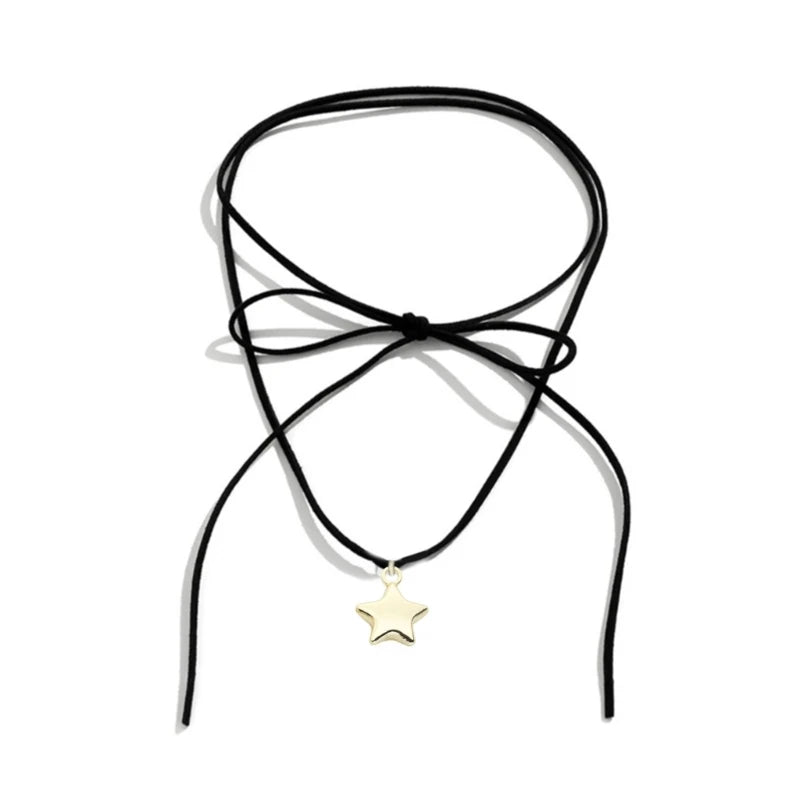Summer Boho Necklace Long Rope Choker Necklace Velvet Strap Rope Choker Chain for Women Girls Party Jewelry Ornament