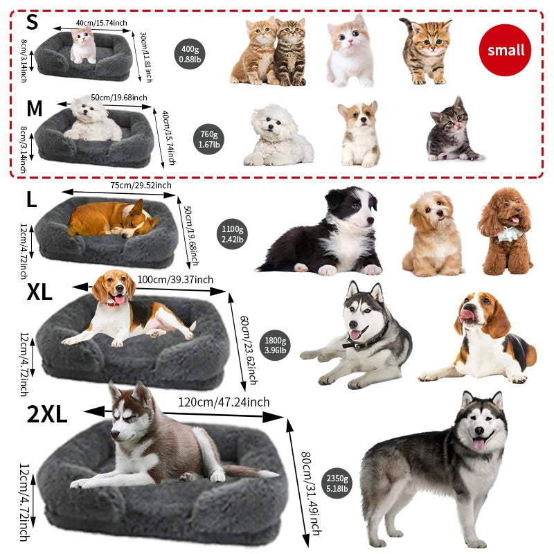 New Large Dog Bed Dog Plush Pet Bed Winter Thickened Pad Dog Sleeping Bed Sofa Removable Pad Dog Small Large Dog square kennel