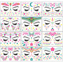 1Pc UV Neon Butterfly Flower Face Tattoo Stickers 14*15cm Waterproof Fluorescent Body Sticker for Club Party Makeup Face Sticker