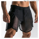 Mesh See-through Men's Shorts Casual Sports Men's Shorts Male Fitness Sexy See-through Shorts Black Sportswear Men's Trousers