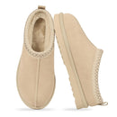 Smile PoP Genuine Suede Women Slippers Fashion Women Fuzzy House Slippers Water Resistant Fur Women's Slippers Soft Women Shoes