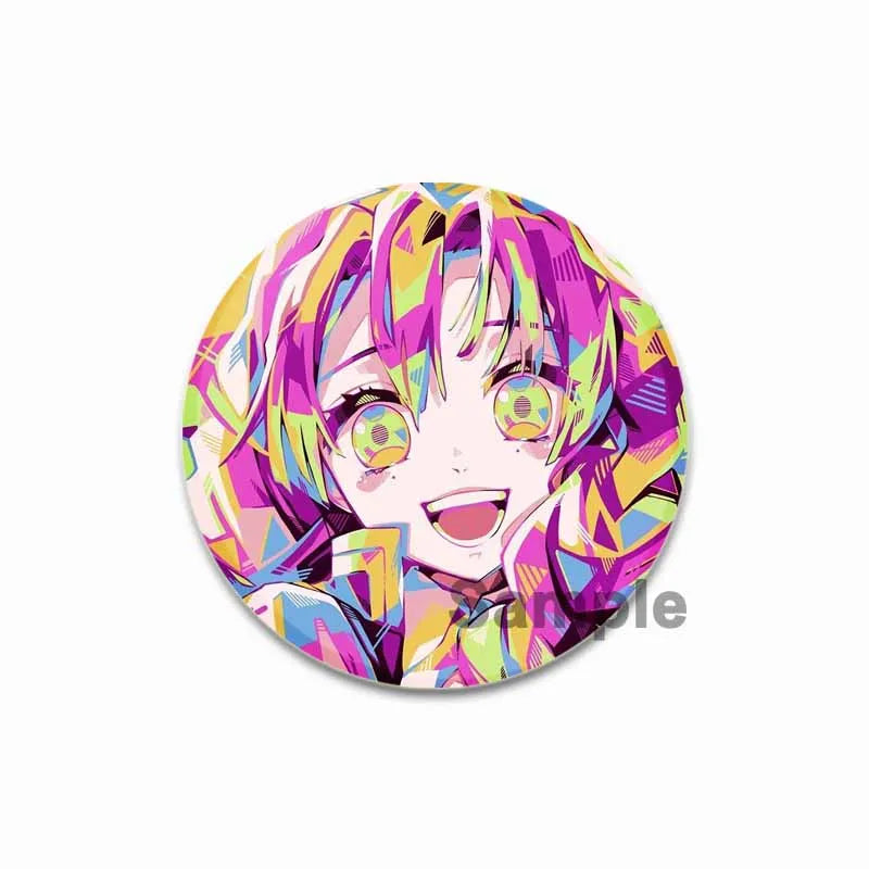 58mm Round Cartoon Brooches Kanroji Mitsuri Pins Anime Badge for Backpack Accessories Hat Decoration HD Print Handmade Gifts