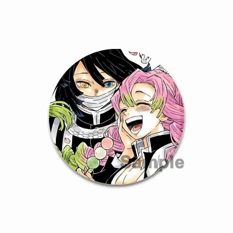 58mm Round Cartoon Brooches Kanroji Mitsuri Pins Anime Badge for Backpack Accessories Hat Decoration HD Print Handmade Gifts