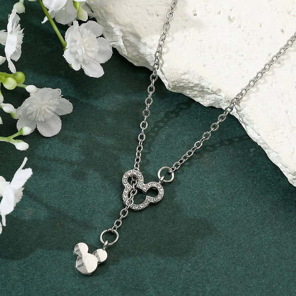 Disney Anime Mickey Mouse Necklace Kawaii Minnie Metal Pendant Cartoon Simple Necklace for Women Accessories Gifts