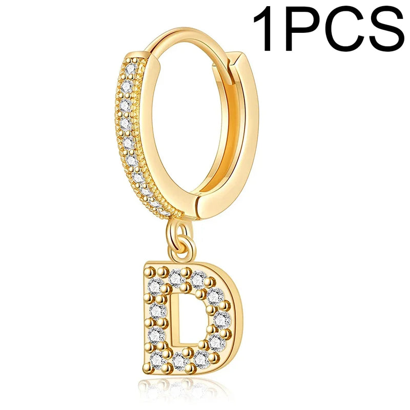 A-Z Letters Initial pendant earrings Hoop Earrings men Golden Color Jewelry Earring Aretes Alphabet name earrings women 1pcs