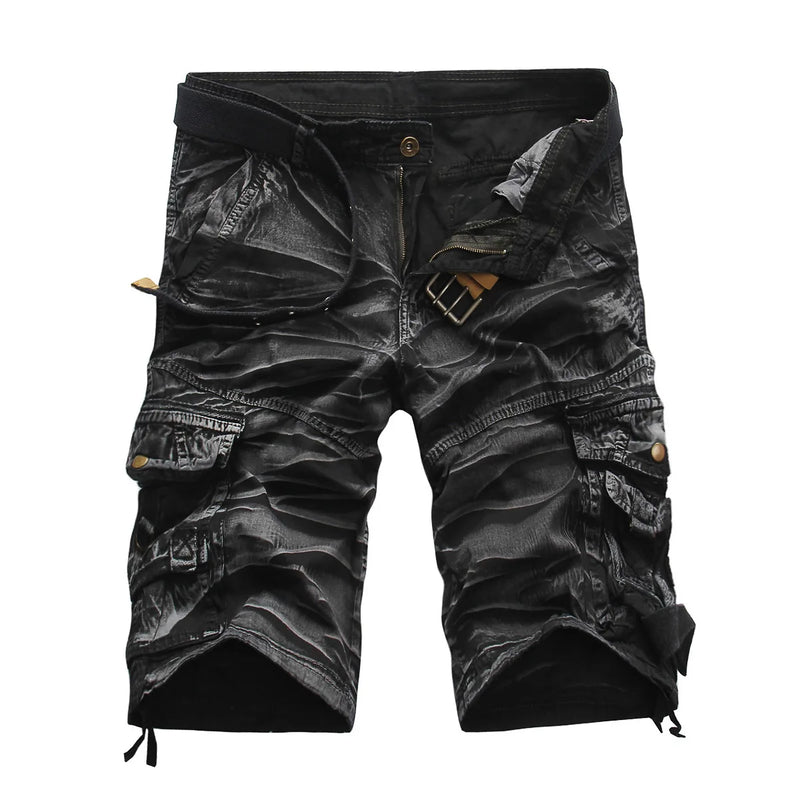 Summer New Men Cool Camouflage Cargo Shorts Straight Casual Pants Mens Multi-Pocket Loose Five-Point Short Pant Brand Streetwear