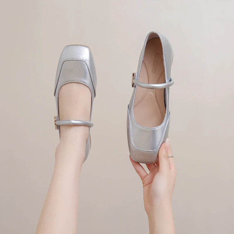 أحذية ماري جين النسائية الجديدة 2024، أحذية أنيقة غير متعبة، فم ضحل، أحذية مسطحة بكعب منخفض للنساء