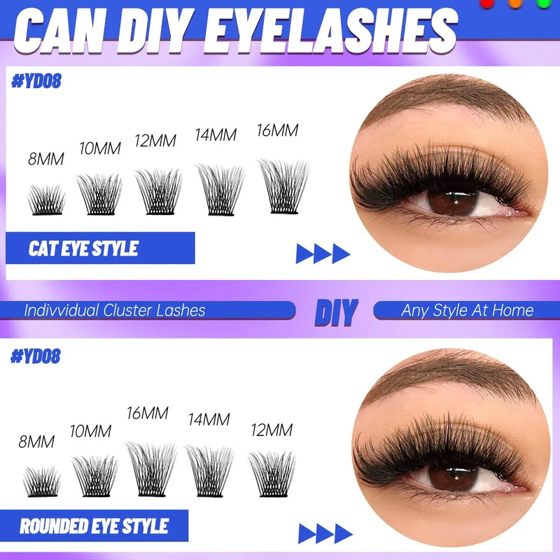 Cluster Lashes Mixed Tray Individual Eyelashes 3D Volume Eye Lashes Soft Natural Lashes Makeup Tools