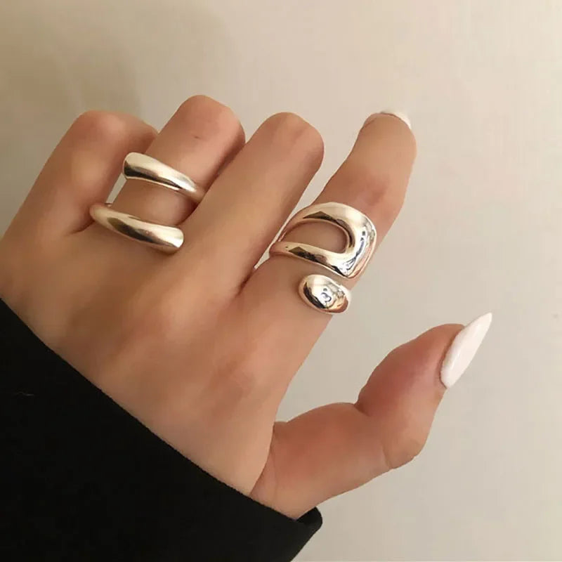 LATS New Fashion Designer Gold Silver Colour Water Drop Ring Woman Europe America Luxury Jewelry 2024 Trendy Accessories Gift