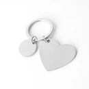 Stainless Steel Heart Keychain Blank For Engraving Metal Heart Charm Keychain Key Ring Mirror Polished Wholesale 1pcs