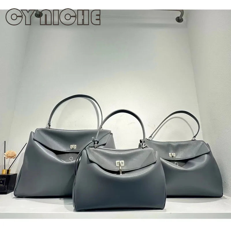 CY NICHE2024Genuine Leather Women's Tote Bag Lazy Bag Rodeo Briefcase Handbag Underarm Bag Large Capacity Crossbody Shoulder Bag