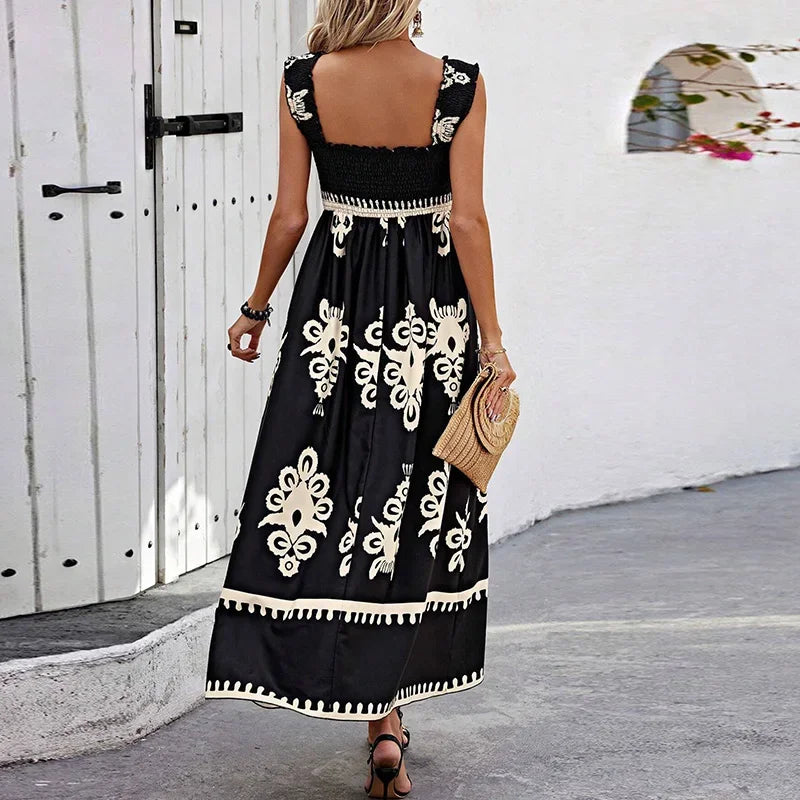 Summer Holiday Dress Women Casual Sleeveless A-Line Party Long Dress Boho Casual Sleeveless Party Dress 2024