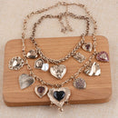 2025 New Vintage Punk Charm Hearts Necklaces Pendants Women Indian Statement Retro Metal Chain Links Necklace Jewelry