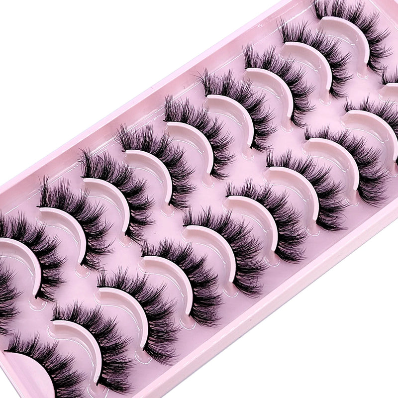 HBZGTLAD - 10 pares de pestañas postizas naturales, pestañas postizas largas, maquillaje 3D, extensiones de pestañas de visón, pestañas de visón para belleza