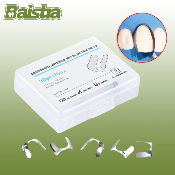 30Pcs/Box Dental Matrix Contoured Anterior Metal Matrix Bands Sectional Matrix System Matrices Dentistry Materials