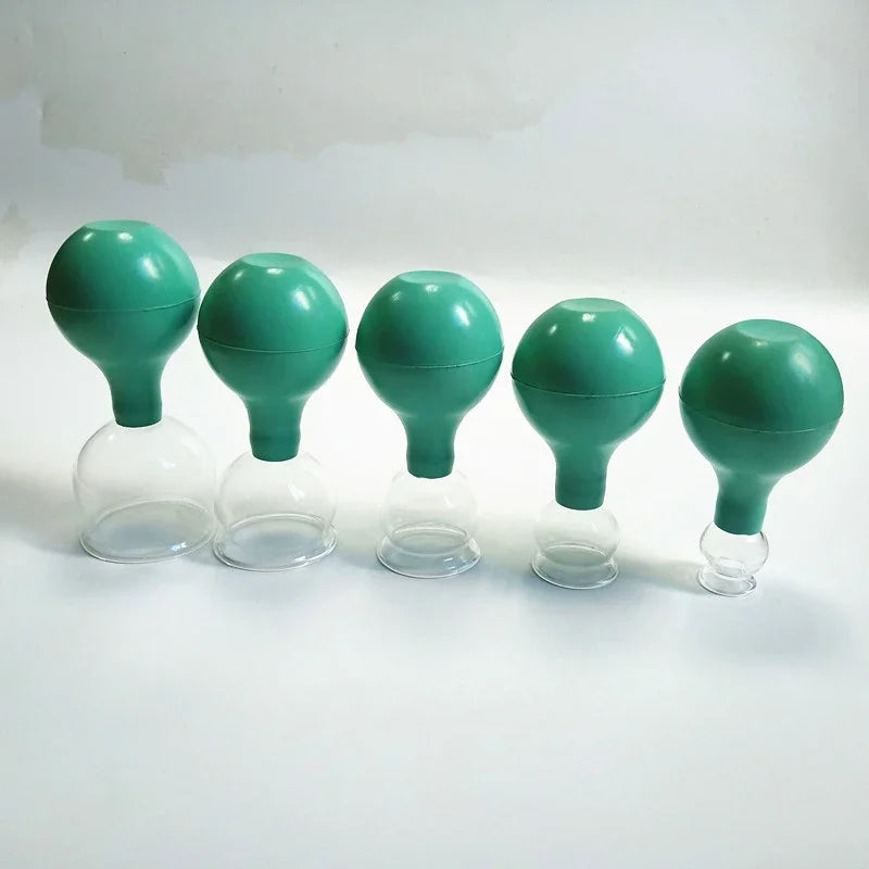 Rubber Head Glass Vacuum Cupping Cups Family Medical Vacuum Cans Suction Therapy Device Back Body Massage Health Care Tools