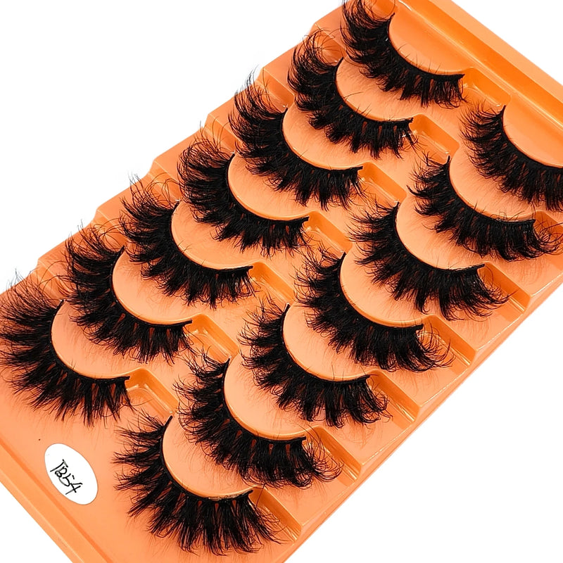 New 7 Pairs 20-25mm 8D fake Lashes Bulk Faux with Custom Wispy Natural Mink Eyelash Wholesales makeup Fluffy False Eyelashes