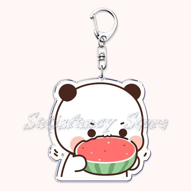 Llavero con diseño de Bubu Dudu, pareja de enamorados, oso panda, accesorios para bolso, colgante, joyería, regalos para amantes.